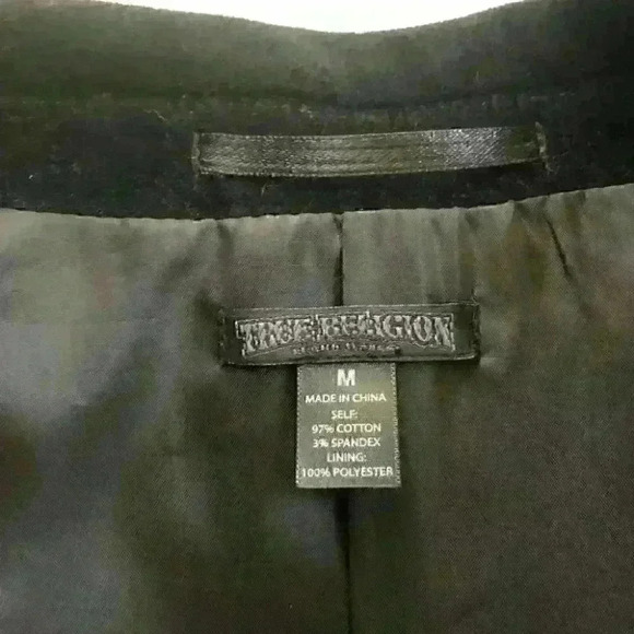 True Religion Single  Button Tailored Black Velvet Blazer Jacket Medium - Picture 7 of 11